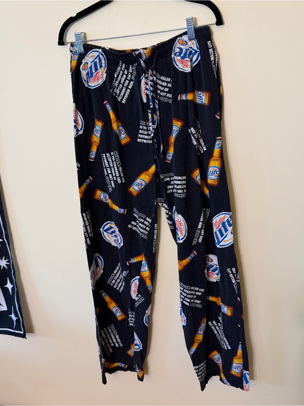 2007 Miller Lite Pants M 32-34 Cotton Black Pajama Sleep Lounge Y2K Beer Bottle